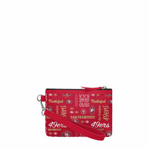 San Francisco 49ers NFL Spirited Style Printed Collection Repeat Logo Wristlet