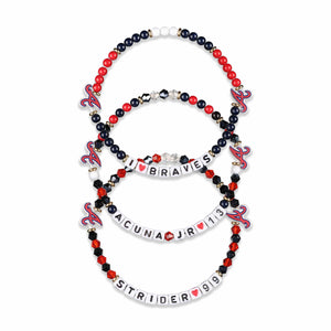 Atlanta Braves MLB Ronald Acuna Jr & Spencer Strider 3 Pack Player Friendship Bracelet