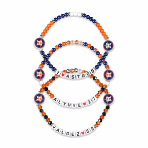 Houston Astros MLB Jose Altuve & Framber Valdez 3 Pack Player Friendship Bracelet