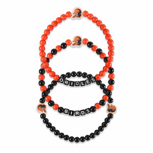 Baltimore Orioles MLB 3 Pack Beaded Friendship Bracelet