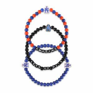 New York Mets MLB 3 Pack Beaded Friendship Bracelet