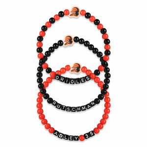 Baltimore Orioles MLB Adley Rutschman 3 Pack Player Beaded Friendship Bracelet