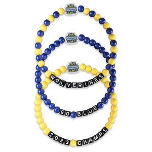 Michigan Wolverines NCAA 2023 Football National Champions 3 Pack Beaded Friendship Bracelet