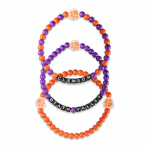 Clemson Tigers NCAA 3 Pack Beaded Friendship Bracelet