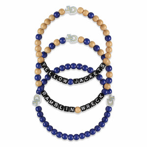 Georgia Tech Yellow Jackets NCAA 3 Pack Beaded Friendship Bracelet