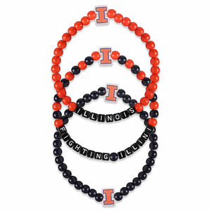 Illinois Fighting Illini NCAA 3 Pack Beaded Friendship Bracelet