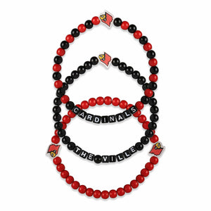 Louisville Cardinals NCAA 3 Pack Beaded Friendship Bracelet