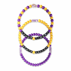 LSU Tigers NCAA 3 Pack Beaded Friendship Bracelet