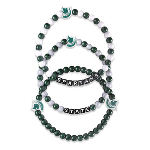 Michigan State Spartans NCAA 3 Pack Beaded Friendship Bracelet