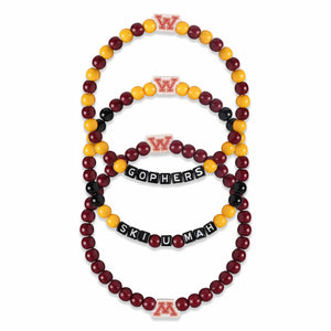 Minnesota Golden Gophers NCAA 3 Pack Beaded Friendship Bracelet