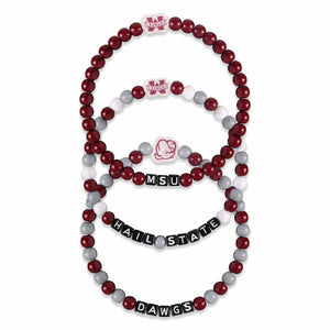 Mississippi State Bulldogs NCAA 3 Pack Beaded Friendship Bracelet