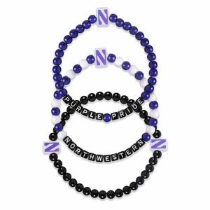 Northwestern Wildcats NCAA 3 Pack Beaded Friendship Bracelet