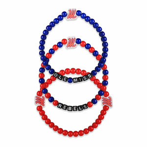 Ole Miss Rebels NCAA 3 Pack Beaded Friendship Bracelet