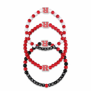 Rutgers Scarlet Knights NCAA 3 Pack Beaded Friendship Bracelet