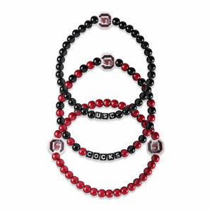 South Carolina Gamecocks NCAA 3 Pack Beaded Friendship Bracelet