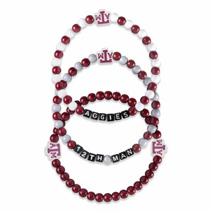 Texas A&M Aggies NCAA 3 Pack Beaded Friendship Bracelet