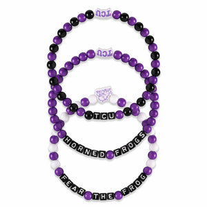 TCU Horned Frogs NCAA 3 Pack Beaded Friendship Bracelet