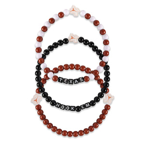 Texas Longhorns NCAA 3 Pack Beaded Friendship Bracelet