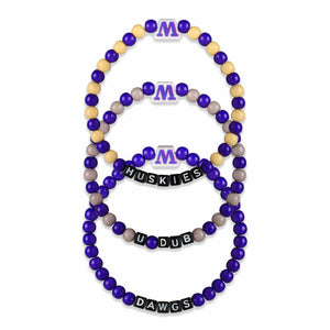 Washington Huskies NCAA 3 Pack Beaded Friendship Bracelet