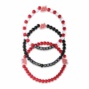 Wisconsin Badgers NCAA 3 Pack Beaded Friendship Bracelet