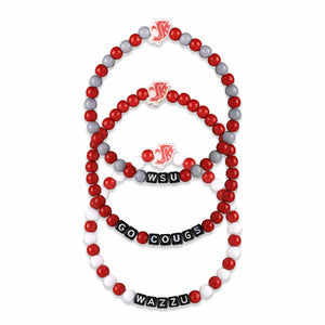 Washington State Cougars NCAA 3 Pack Beaded Friendship Bracelet