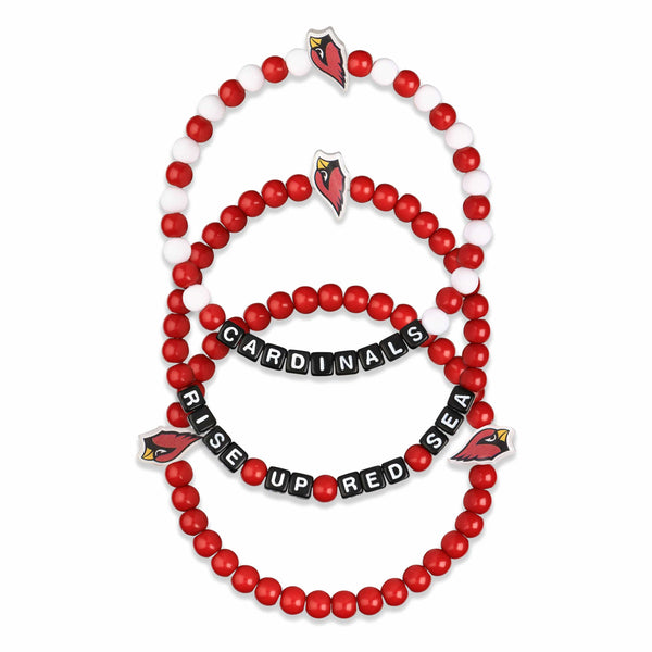 Arizona Cardinals 3 Pack Beaded Friendship Bracelet