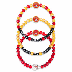 Kansas City Chiefs NFL Super Bowl LVIII Champions 3 Pack Beaded Friendship Bracelet
