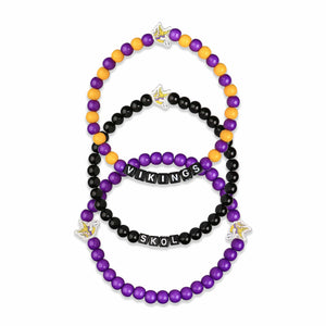 Minnesota Vikings NFL 3 Pack Beaded Friendship Bracelet