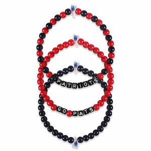 New England Patriots NFL 3 Pack Beaded Friendship Bracelet