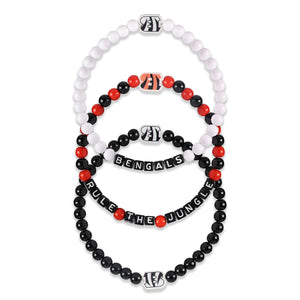 Cincinnati Bengals NFL White 3 Pack Beaded Friendship Bracelet