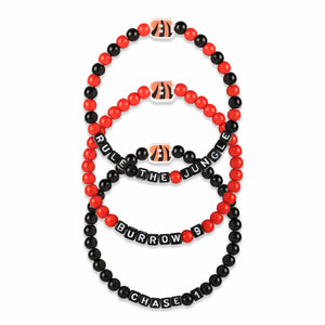 Cincinnati Bengals NFL Joe Burrow & Ja'Marr Chase 3 Pack Player Beaded Friendship Bracelet