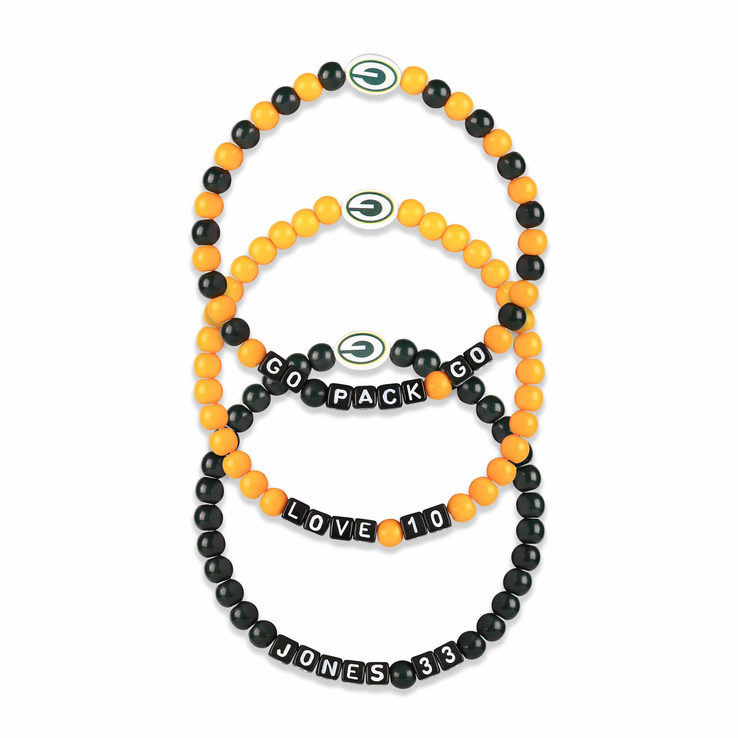 I Love The Green Bay Packers - Glass Charm Bracelet with Football Charm