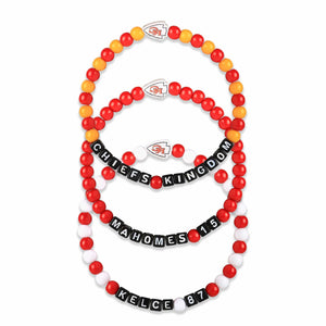 Kansas City Chiefs NFL Travis Kelce & Patrick Mahomes 3 Pack Player Beaded Friendship Bracelet
