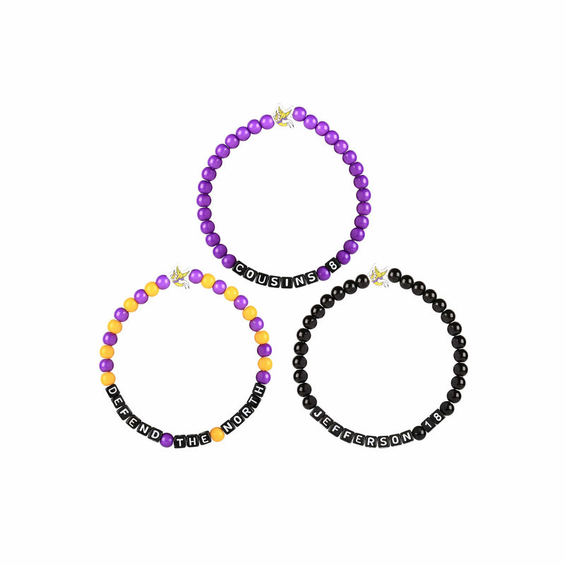 Minnesota Vikings NFL 3 Pack Beaded Friendship Bracelet