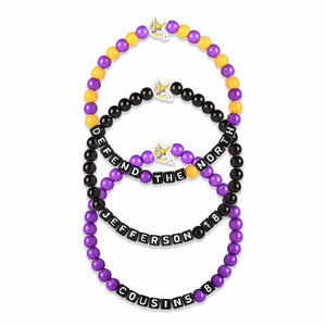 Minnesota Vikings NFL Justin Jefferson & Kirk Cousins 3 Pack Player Beaded Friendship Bracelet