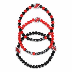 New Jersey Devils NHL 3 Pack Beaded Friendship Bracelet