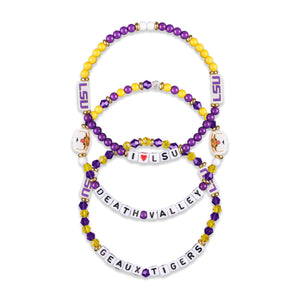 LSU Tigers NCAA 3 Pack Friendship Bracelet
