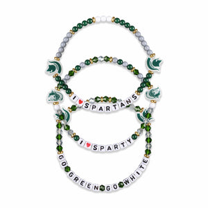 Michigan State Spartans NCAA 3 Pack Friendship Bracelet