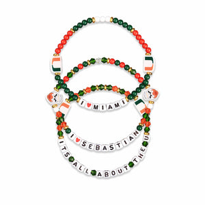 Miami Hurricanes NCAA 3 Pack Friendship Bracelet