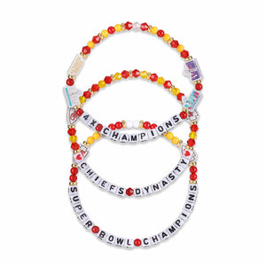 Kansas City Chiefs NFL 4X Super Bowl LVIII Champions 3 Pack Team Friendship Bracelet