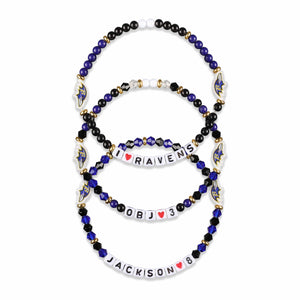 Baltimore Ravens NFL Lamar Jackson & Odell Beckham Jr 3 Pack Player Friendship Bracelet