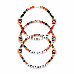 Cincinnati Bengals NFL Joe Burrow & Ja'Marr Chase 3 Pack Player Friendship Bracelet