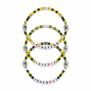 Green Bay Packers NFL Aaron Jones & Jordan Love 3 Pack Player Friendship Bracelet