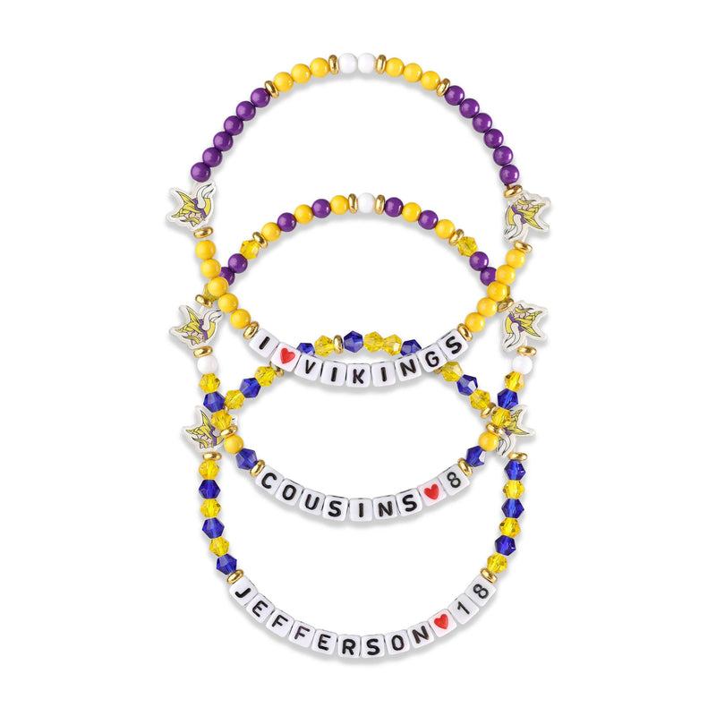 Minnesota Vikings NFL 3 Pack Beaded Friendship Bracelet