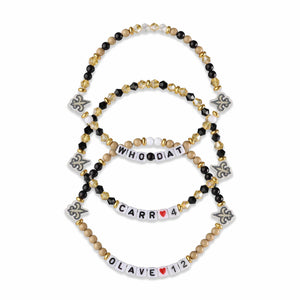 New Orleans Saints NFL Chris Olave & Derek Carr 3 Pack Player Friendship Bracelet