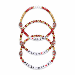 San Francisco 49ers NFL Deebo Samuel & Christian McCaffrey 3 Pack Player Friendship Bracelet