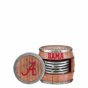 Alabama Crimson Tide NCAA 5 Pack Barrel Coaster Set
