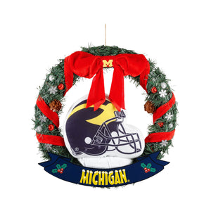 Michigan Wolverines NCAA 20" Holiday Helmet Door Wreath