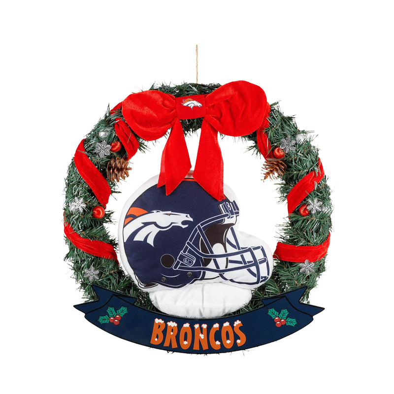 door on football helmet Denver Broncos NFL 20" Holiday Helmet Door Wreath