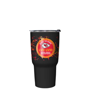 Kansas City Chiefs NFL Super Bowl LVIII Champions Black Marble 27 oz Stainless Steel Tumbler